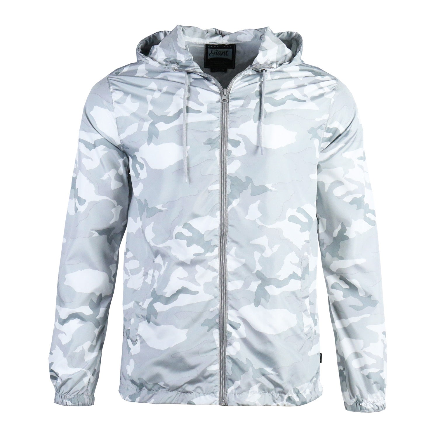 Men s Lightweight Water Resistant Camo Hooded Full Zip Up Windbreaker