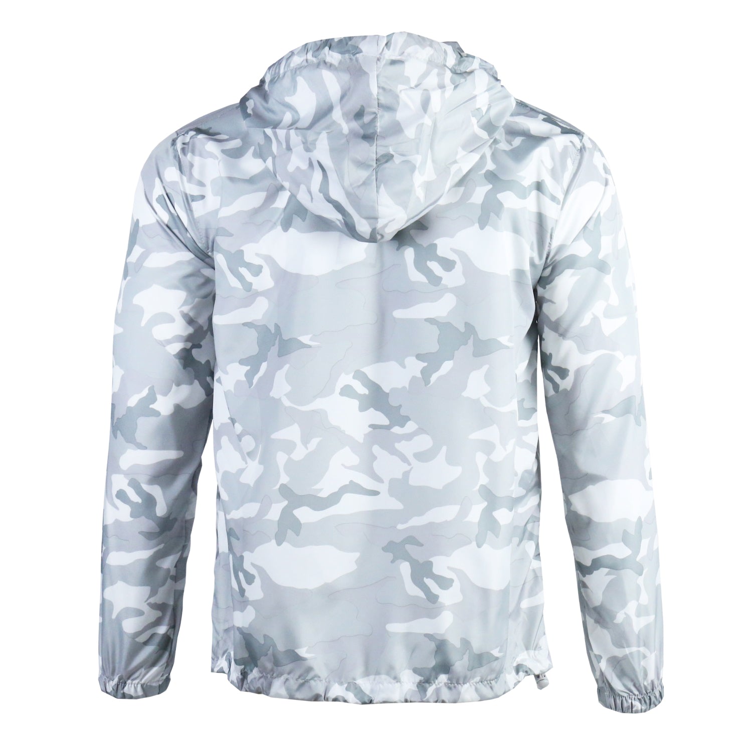 Men's  White  Camo  Hooded  Lightweight  Water  Resistant  Full  Zip  Up  Pockets  Windbreaker - Beautiful Giant