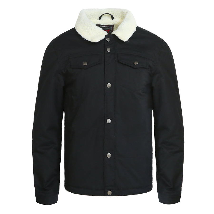 BLack Men's Sherpa Jacket, Warm Military Trucker Coat - Beautiful Giant