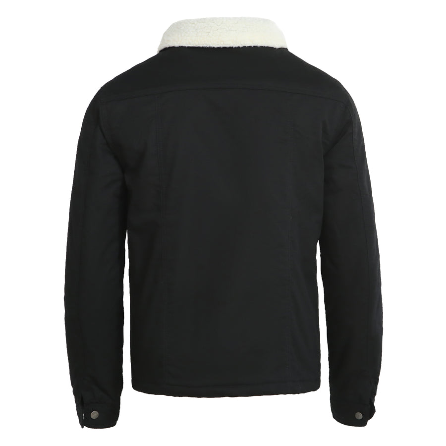 BLack Men's Sherpa Jacket, Warm Military Trucker Coat - Beautiful Giant