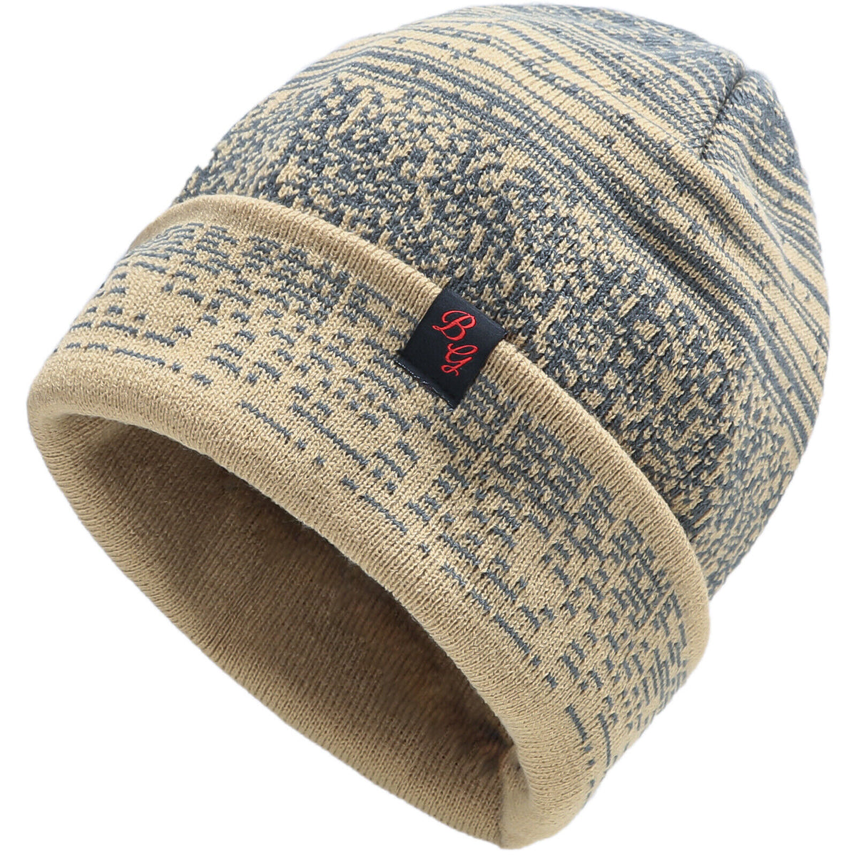 Knit Beanie – YF7A03-B-KHAKI-MatrixPattern