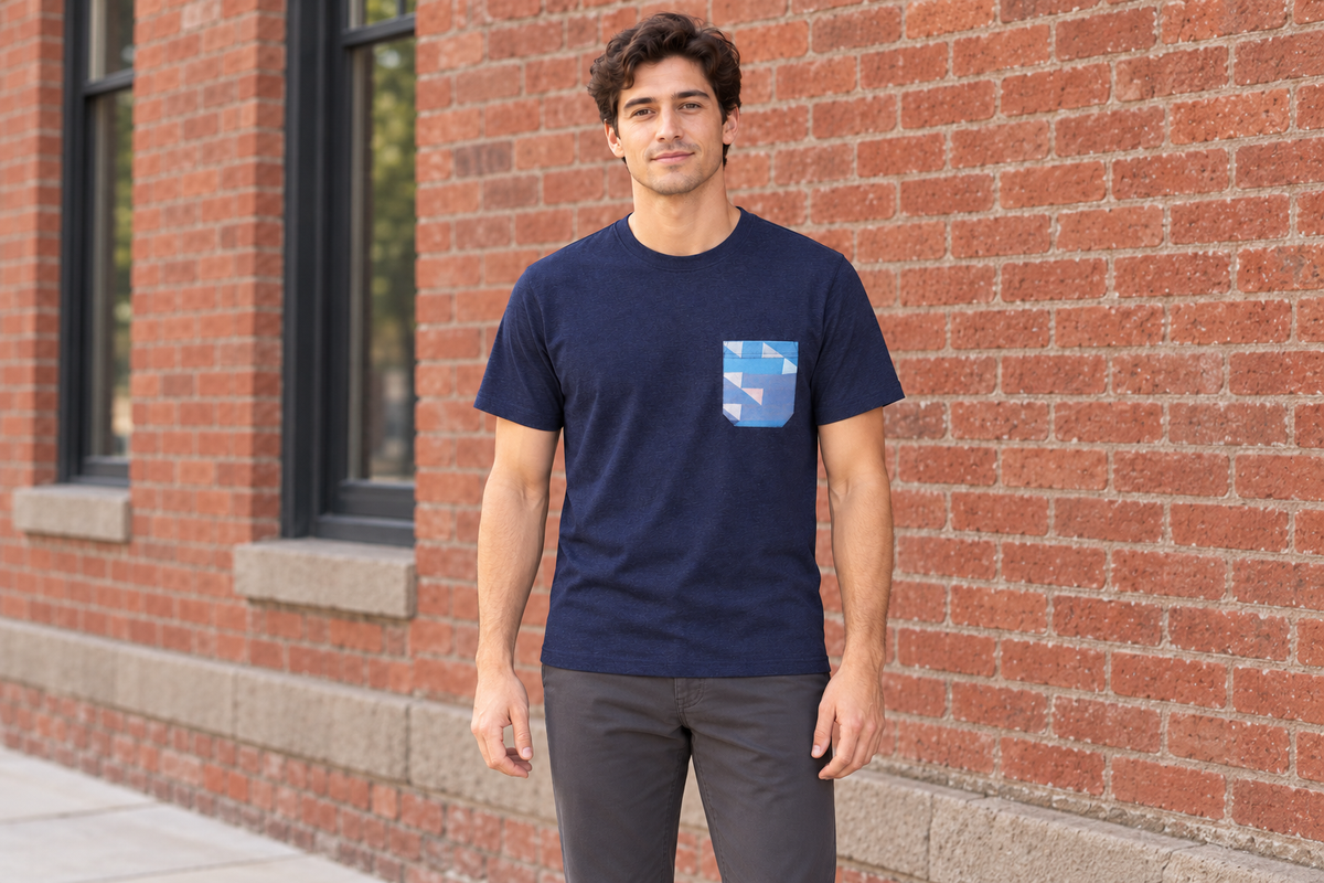 AI-generated BG editorial lifestyle: 215115-navy in a natural urban setting; see original product photo.