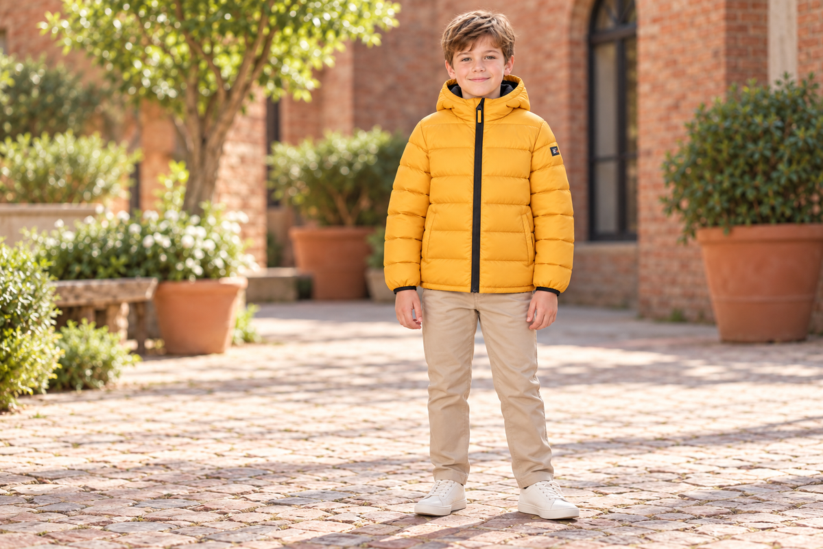 AI-generated BG editorial lifestyle: bg22195-yellow in a natural urban setting; see original product photo.