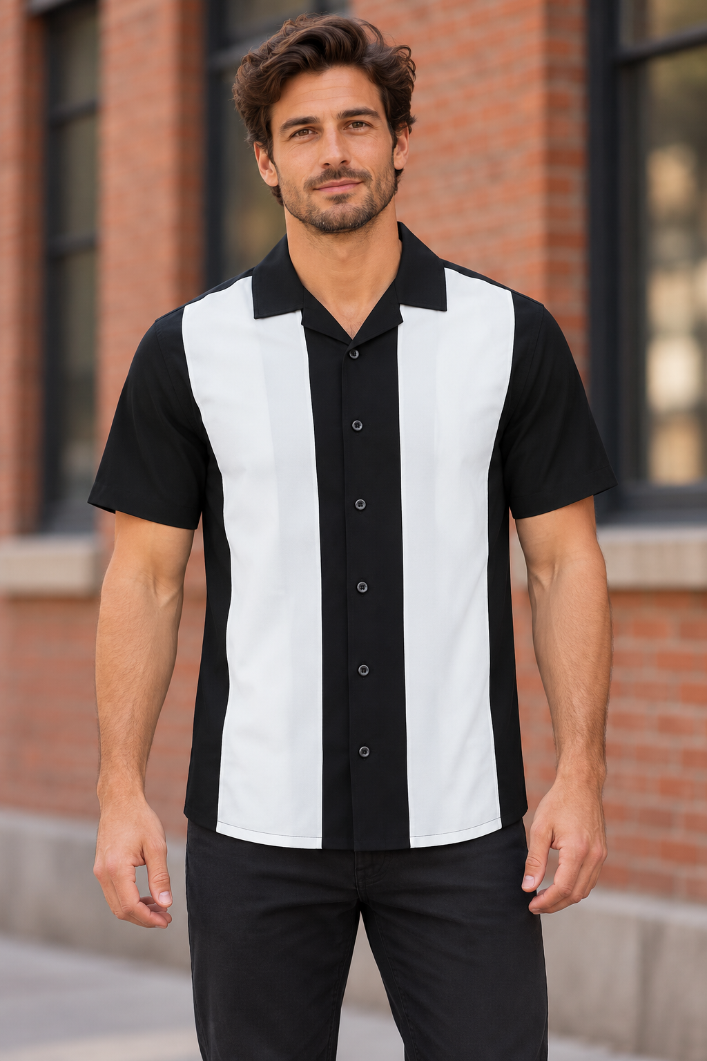 AI-generated BG editorial model: bgcbs201-blackwhite styling illustration; original product photo retained.