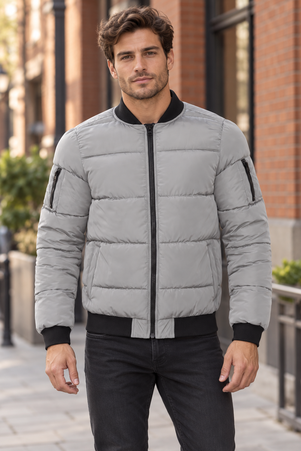 AI-generated BG editorial model: bgjktrn003-gray styling illustration; original product photo retained.