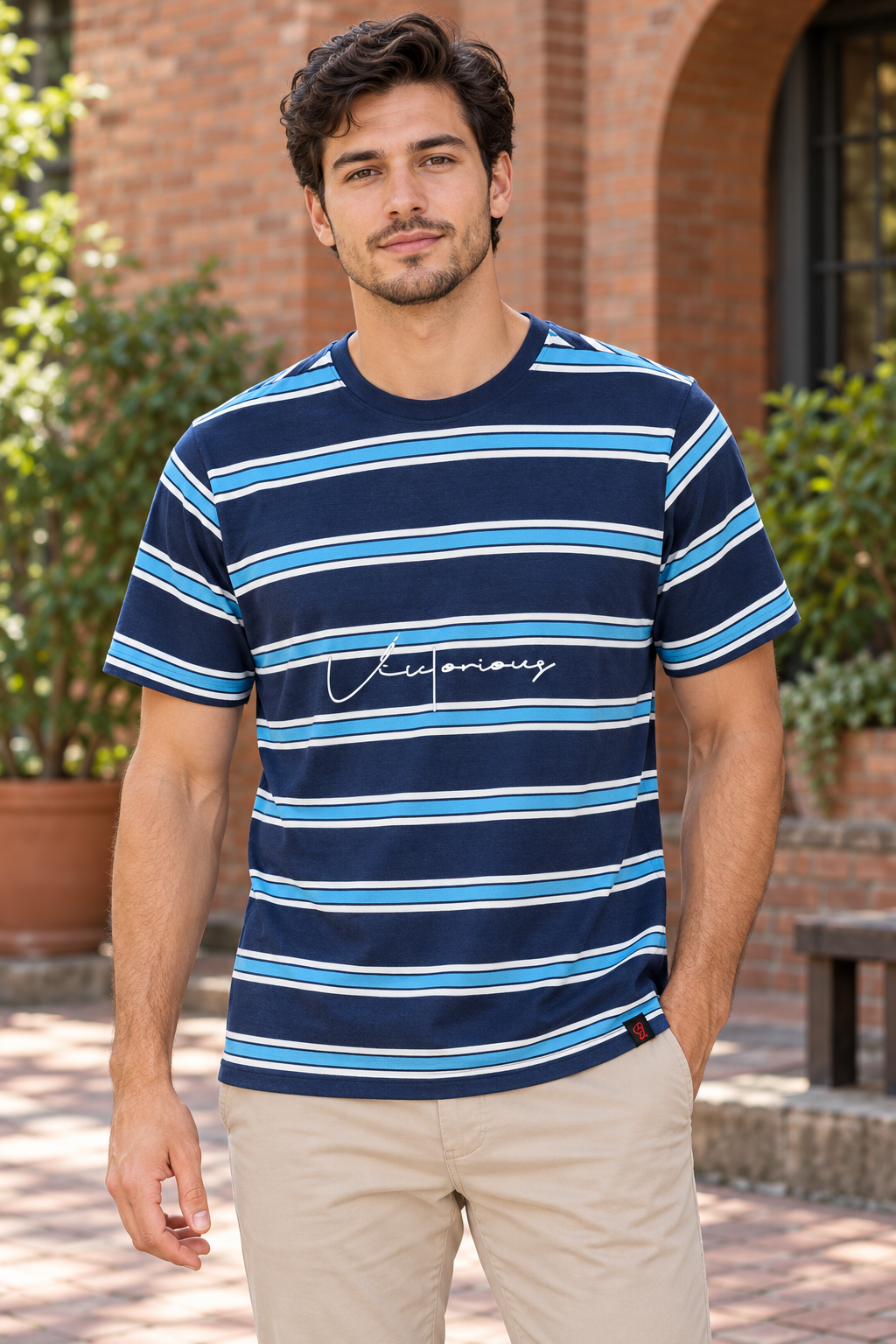 AI-generated BG editorial model: bgkt7513-navy styling illustration; original product photo retained.