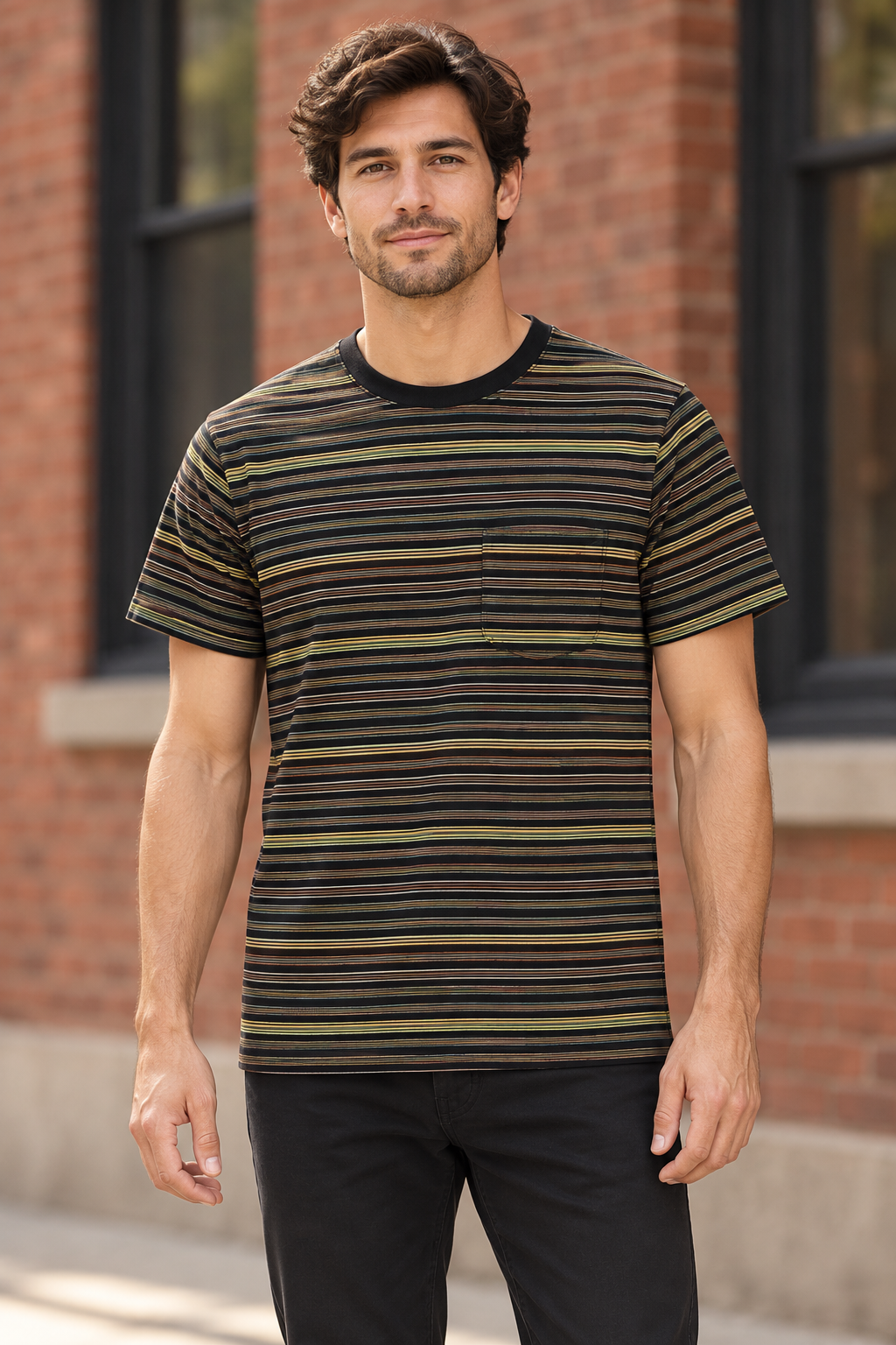 AI-generated BG editorial model: yf7jt16-blackyellow styling illustration; original product photo retained.