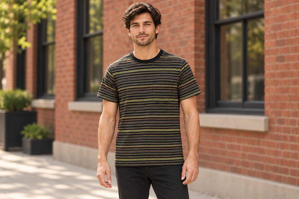 AI-generated BG editorial lifestyle: yf7jt16-blackyellow in a natural urban setting; see original product photo.