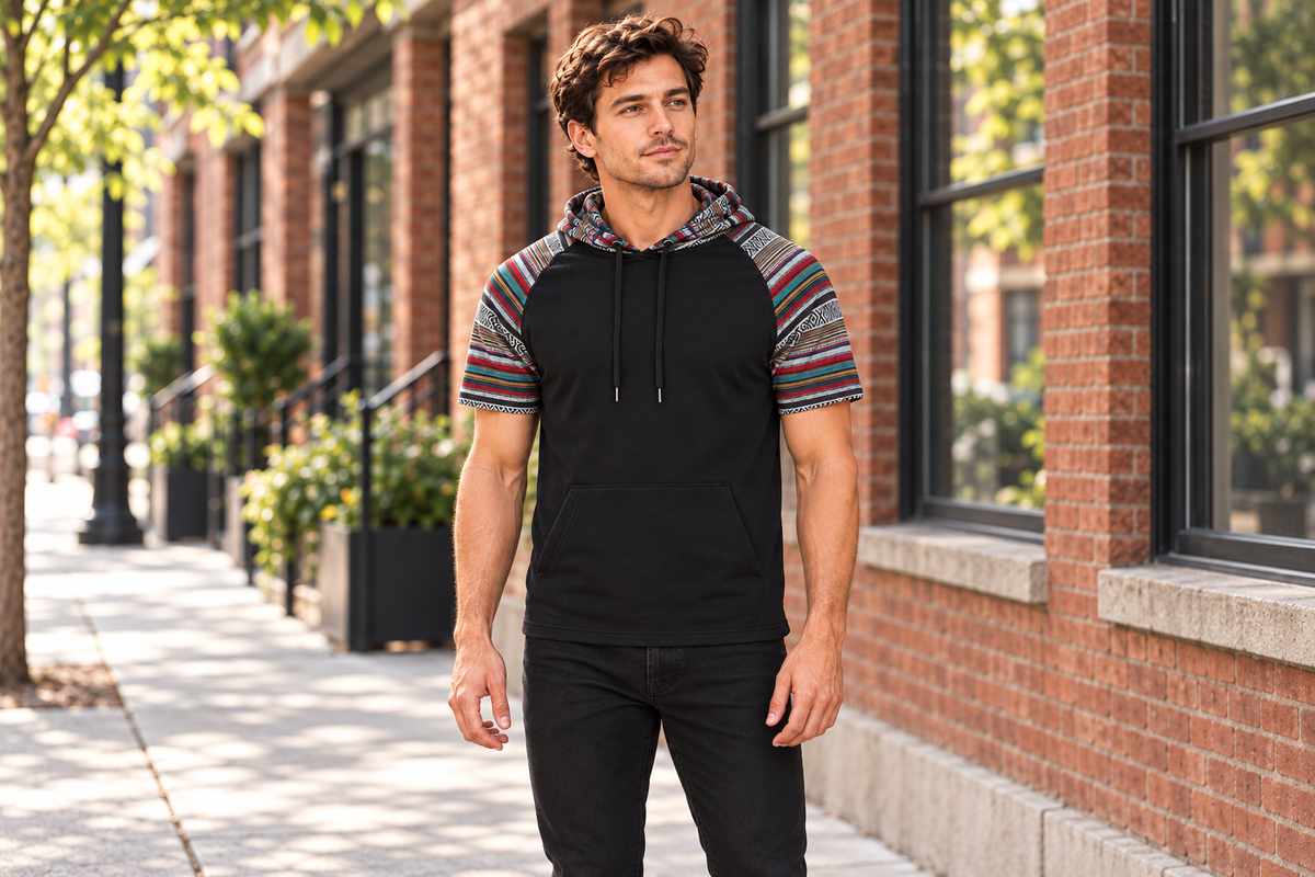 AI-generated BG editorial lifestyle: ys7t72-black in a natural urban setting; see original product photo.