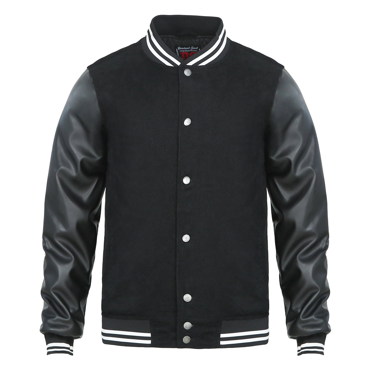 Contrast Sleeve Varsity Jacket – Black