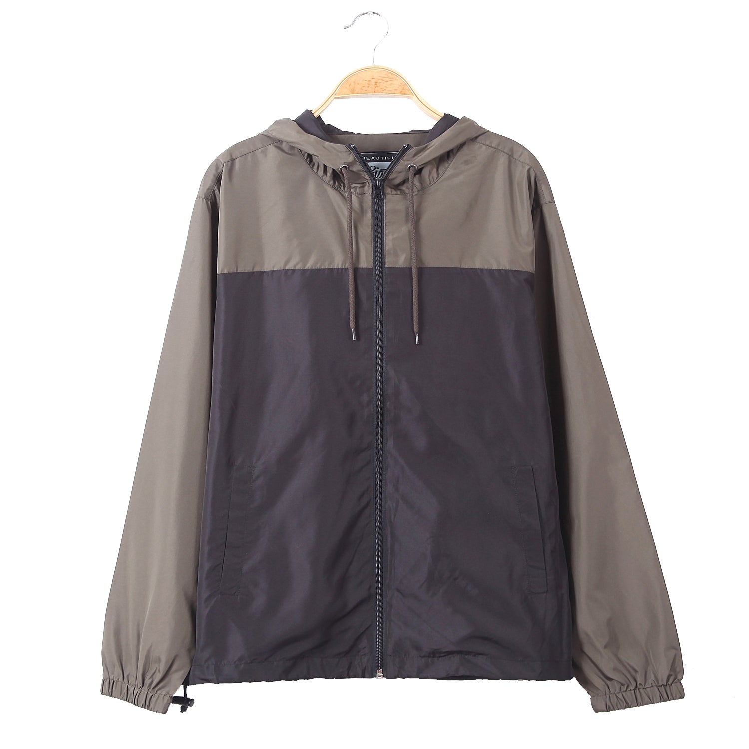 Men's Hooded Full Zipper Pocket Windproof Windbreaker by Same Style of