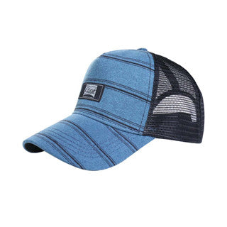 Men's-Casual-Striped-Adjustable-Snapback-Mesh-Trucker-Baseball-Cap-(YS8A01-I-BLUE) - Beautiful Giant