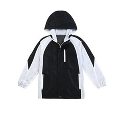 Men's-Casual-Hooded-Lined-Block-Windbreaker(BGWBL3037-BLACK-WHITE) - Beautiful Giant