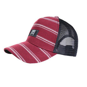 Men's-Casual-Striped-Adjustable-Snapback-Mesh-Trucker-Baseball-Cap-(YS8A01-I-OX-BLOOD) - Beautiful Giant