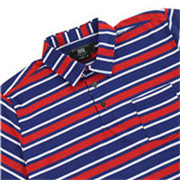 Men's-Casual-Striped-Button-Up-Short-Sleeve-Sports-Pocket-T-shirt-(BGKT-7036P-RED/BLUE) - Beautiful Giant