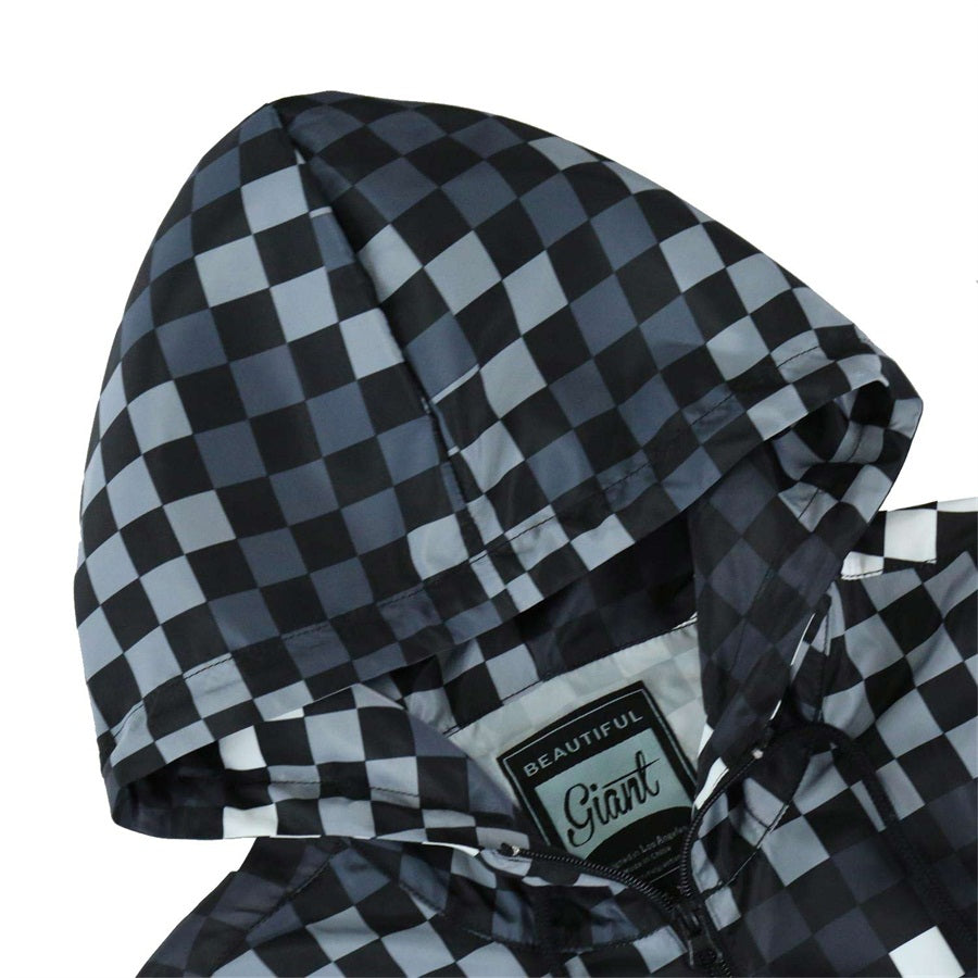 Men's Casual Hooded Lined Windbreaker(BGWB3072-BLK/WHITE) - Beautiful Giant