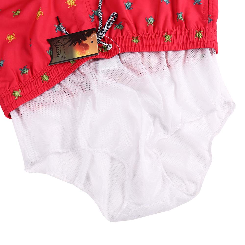 Boy's Kid Family Match Fast Dry Mesh Lining Swim Trunks Shorts (BGBT 2020-RED) - Beautiful Giant
