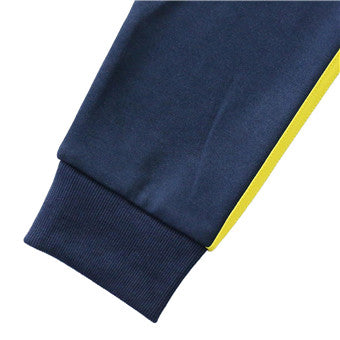 Men's-Full-Zip---Warm-Up-Color-Block-Sleeve?Stripe-Knit-Jacket-(YF9J01-NAVY/YELLOW) - Beautiful Giant