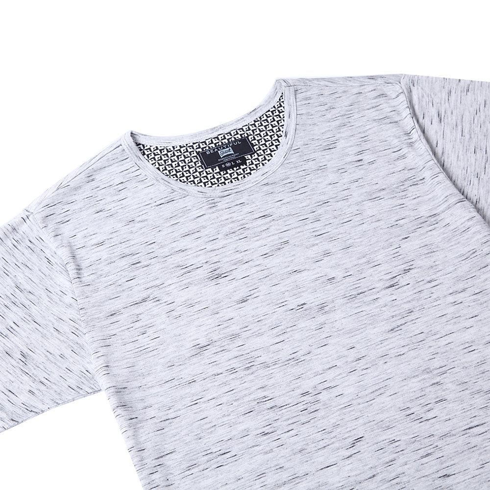 Men's T-shirt Essentails High-tech Crewneck Breathable Running Stripe Top-WHITESPECKLE - Beautiful Giant