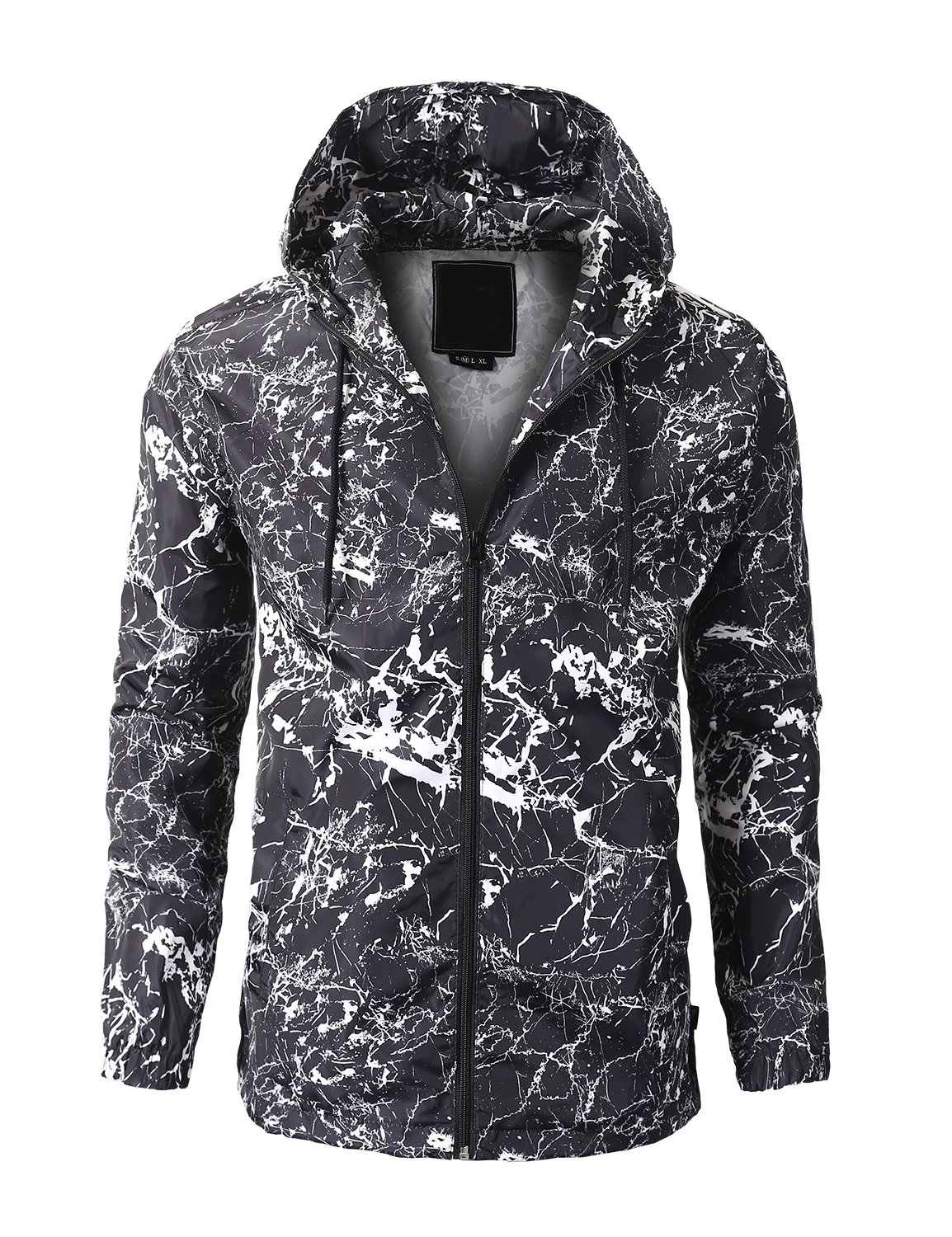 Men's Camo Full-Zip Water-Resistant Lightweight Windbreaker