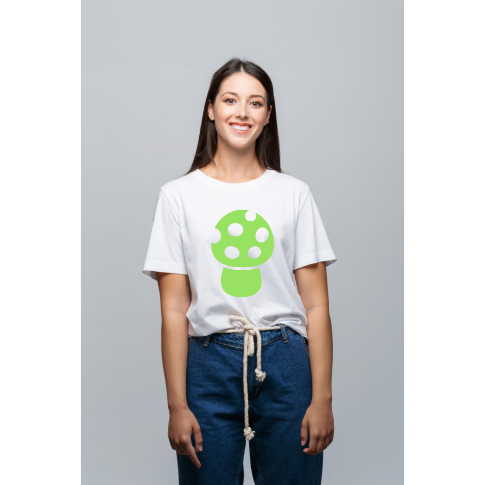 Women's Fashion Casual Round Neck T-Shirt Top Mushroom Cute Simple Pattern - Beautiful Giant