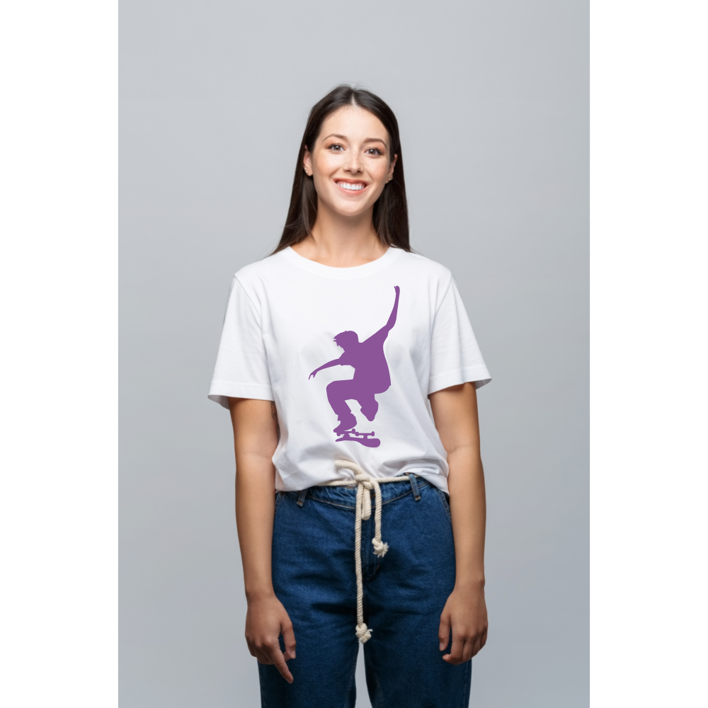 Women's Fashion Casual Round Neck T-Shirt Top Funny Skateboard Simple Design Sense Pattern - Beautiful Giant