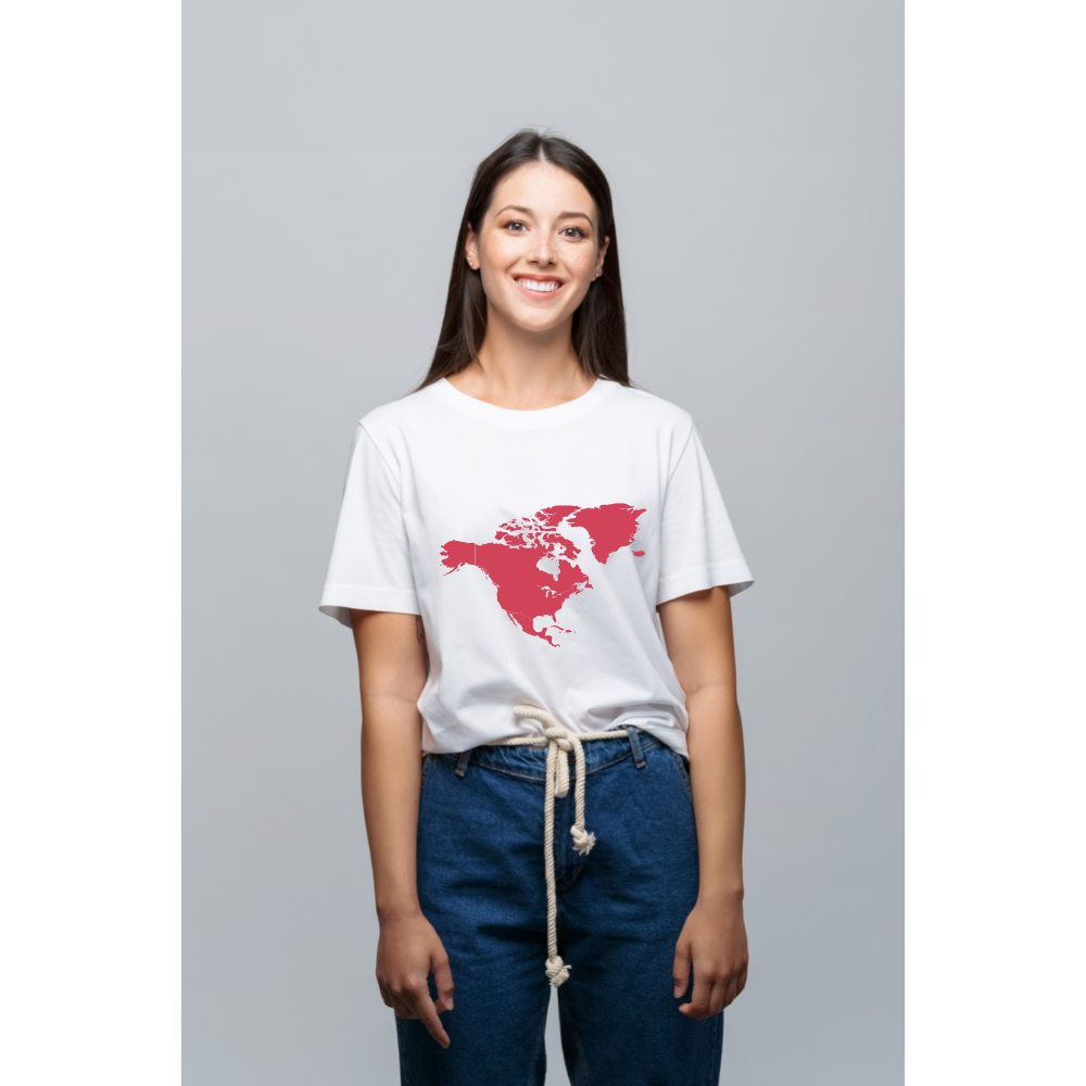 Women's Fashion Casual Round Neck T-Shirt Top Map Simple Pattern - Beautiful Giant